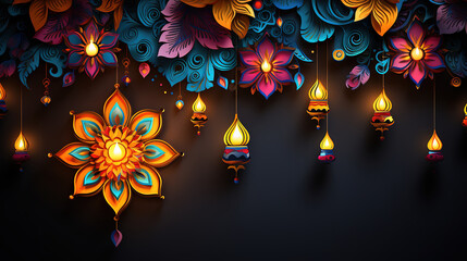 Wall Mural - happy diwali festival of lights. generative ai