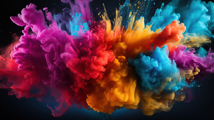 Wall Mural - realistic explosion holi festival background. generative ai