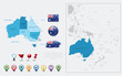 Australia map, flag and navigation icons. Vector illustration