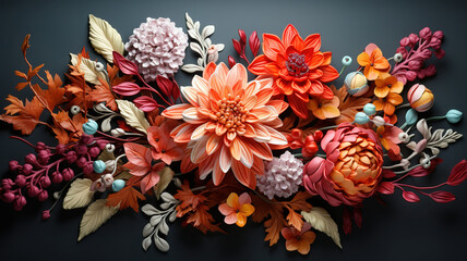 Wall Mural - bouquet of fall flowers, bright color. generative ai