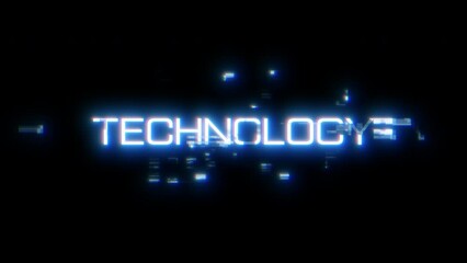 Technology word overlay with digital glitch
