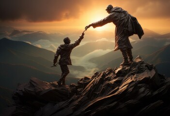 Wall Mural - hiker in the mountains
