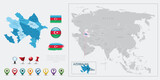 Fototapeta  - Azerbaijan map, flag and navigation icons. Vector illustration