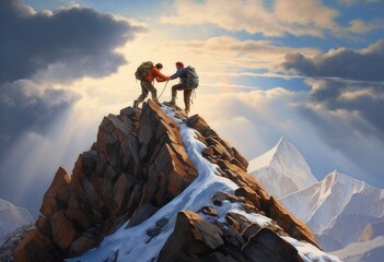 Wall Mural - hiker in the mountains