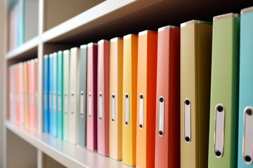 Row of color office folders