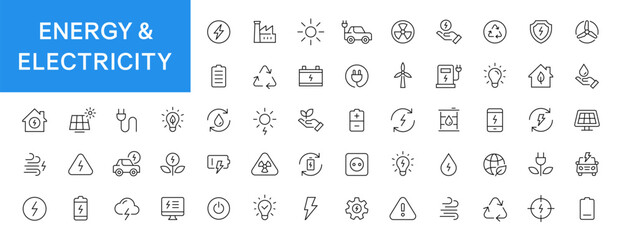 Wall Mural - energy & electricity thin line icons set. electricity editable stroke icons. energy symbols. vector 