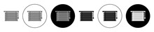 Blinds Icon Set. Window Louvers Vector Symbol. Window Shutters Sign In Black Filled And Outlined Style.