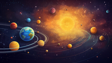 Wall Mural - Solor system background. illustration background. Generative AI