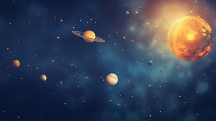 Wall Mural - Solor system background. Illustration. Generative AI