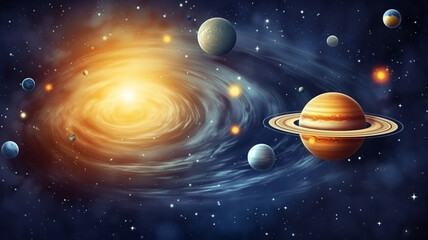 Wall Mural - Solor system background. illustration background. Generative AI