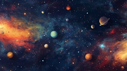 Solor system background. Illustration. Generative AI