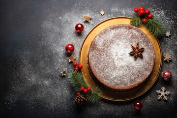 Wall Mural - tasty baked christmas cake copy scace