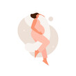 Sleeping pregnant woman on pillows. Taking care of the health of the expectant mother vector illustration
