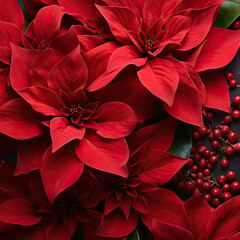 Canvas Print - christmas bouquet with red poinsettia bloom