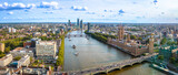 Fototapeta Londyn - Westminster Big Ben and Thames riverfront panoramic view in London