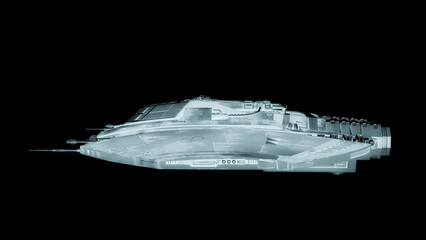 Wall Mural - alien spaceship is passing by on side view