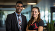 © Stock'd  - portrait of aboriginal business man with brunette business woman  in office representing workplace diversity