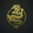 Golden Dragon Symbol in a Circle