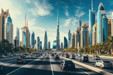 Dubai Downtown, Amazing City Center Skyline With Luxury Skyscrapers, United Arab Emirates
