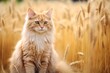 cute cat in a field of hay