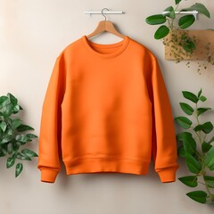 Wall Mural - orange hoodie on hanger, mockup