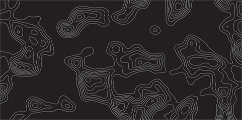 Abstract white on black background Topographic line map pattern. Contour elevation topographic and textured Background Modern design with White background with topographic wavy patte.