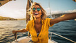 © Studio Nova - Portrait of a smiling woman on a yacht at sea during a vacation