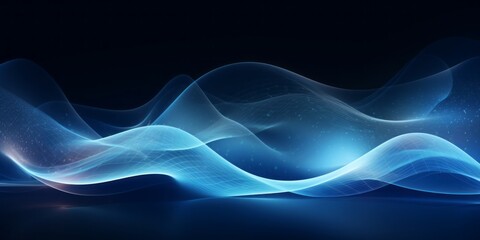Fototapete - Abstract Blue Wave Wallpaper in a Contemporary Precisionist Style