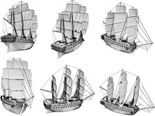 Sketch Vector Illustration Of A Sailing Ship Design With A Cannon