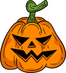 Halloween pumpkin with a scary face cartoon illustration.