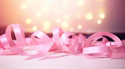 Canvas Print - Invitation with pink ribbon. Cross processed image with selective focus