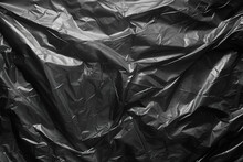 Generative AI Picture Of Black Plastic Crumpled Textured Garbage Bag