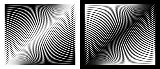 Fototapete - Abstract background with art lines. Black lines on a white background and white lines on the black side.