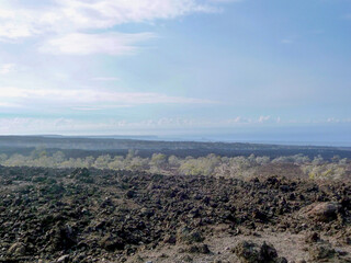 Wall Mural - panoramic view of landscape along highway 11 on Big Island