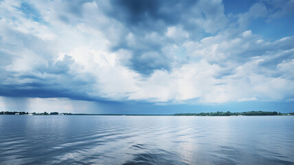 Wall Mural - A Large Body of Water under a Cloudy Sky