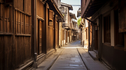  Narrow Alley with Wooden Building in Background