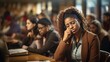© ckybe - African American student Tired woman napping during lecture in the classroom