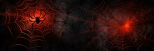 Spider Web Silhouette Against Black Wall - Halloween Theme Dark Background