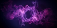 Smoke Exploding Outward From Circular Empty Center, Dramatic Smoke Or Fog Effect With Purple Scary Glowing For Spooky Halloween Background.