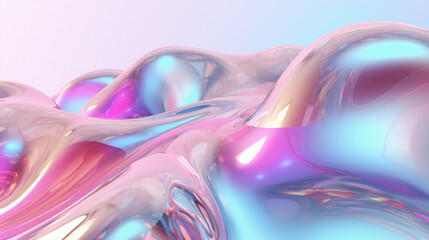 3d illustration of holographic surface made of glass with chromatic aberrations. iridescent abstract