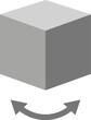 Gray cube with rotate arrow icon. Vector illustration.