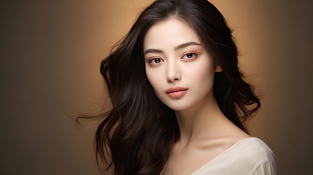 asian model, beautiful woman pose for facial banner