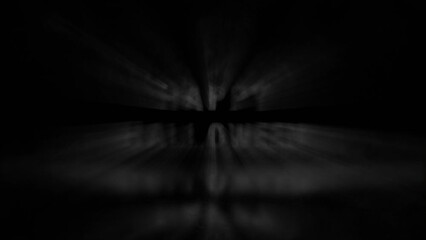 Wall Mural - Happy Halloween Volume Lights 4K Loop features volume lights flickering until they reveal the words Happy Halloween, which then turn red and evaporate off the screen in a loop.