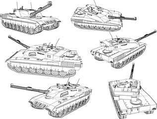 Wall Mural - Vector sketch illustration of combat vehicle design for battlefield