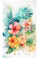 Wall Mural - summer themed water color illustration