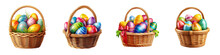 Easter Basket Clipart Collection, Vector, Icons Isolated On Transparent Background
