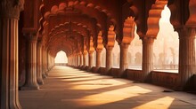 India At Sunset, Inside The Red Fort In Delhi