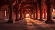 India At Sunset, Inside The Red Fort In Delhi