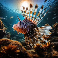 Wall Mural - Lionfish in its Natural Habitat, Wildlife Photography, Generative AI