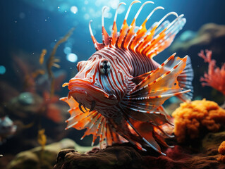 Wall Mural - Lionfish in its Natural Habitat, Wildlife Photography, Generative AI